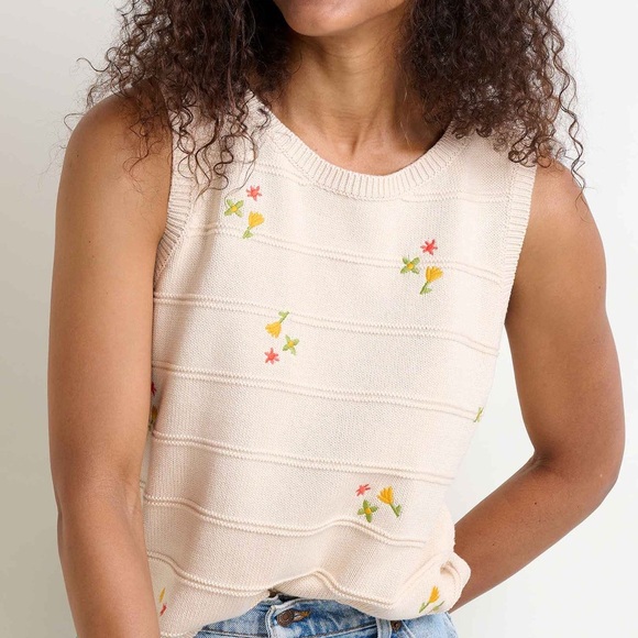 Toad&Co Tops - Toad & Co NWT Embroidered Cream Sleeveless Top